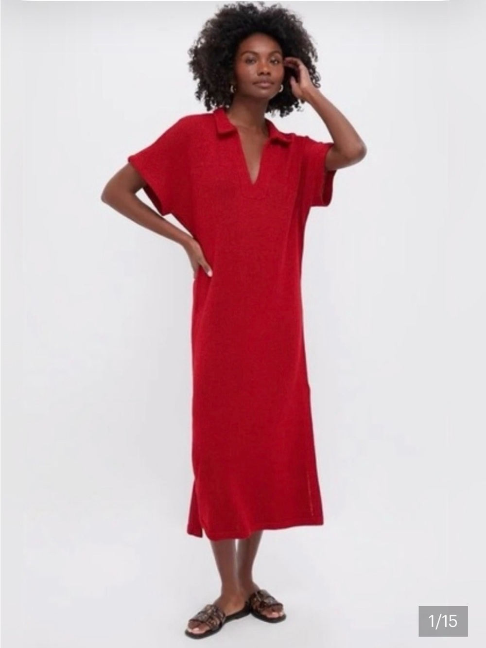 Tuckernuck-Pomander Place Red Knit Polo Maxi Dress